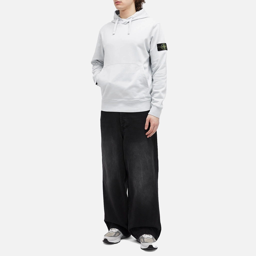 Stone Island Men's Garment Dyed Popover Hoodie Sky Blue